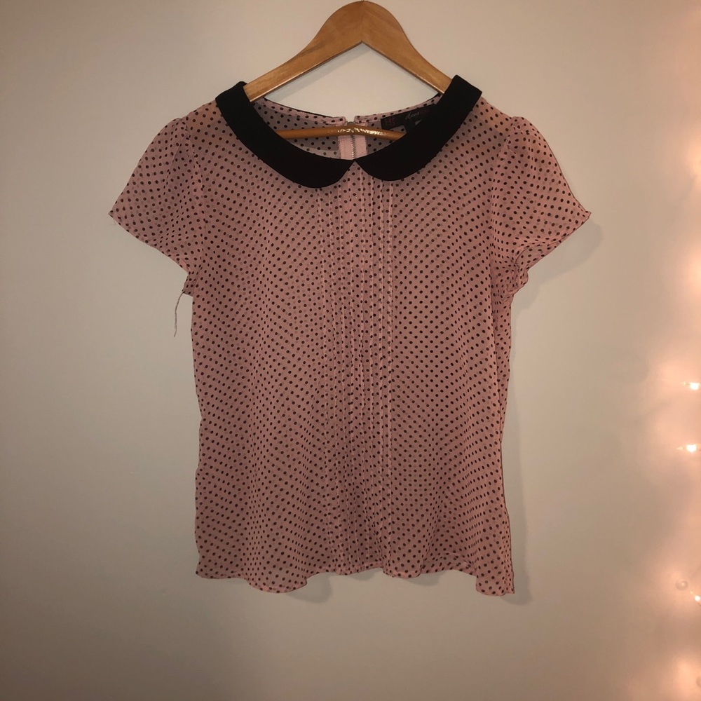 Pink polka dots blouse